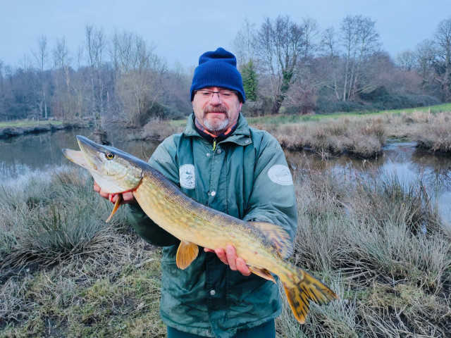 brochet pris au streamer